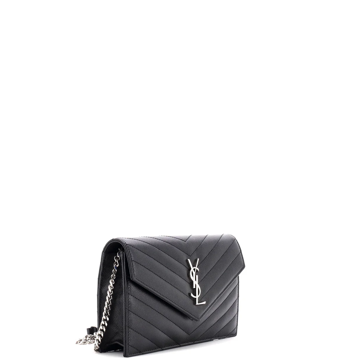 Classic Monogram Wallet on Chain Matelasse Chevron Leather Small - Deep Luxury