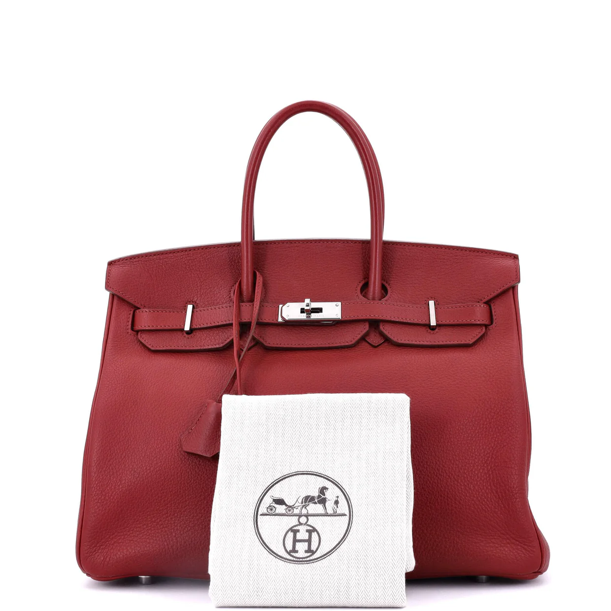 Birkin Handbag Rouge Garance Clemence with Palladium Hardware 35 - Deep Luxury