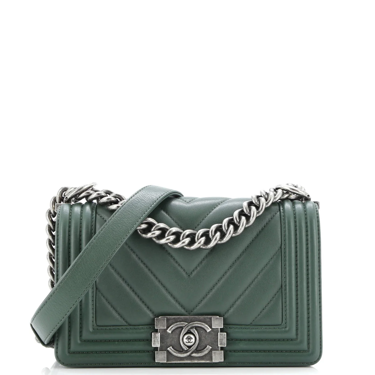 Boy Flap Bag Chevron Calfskin Small - Deep Luxury