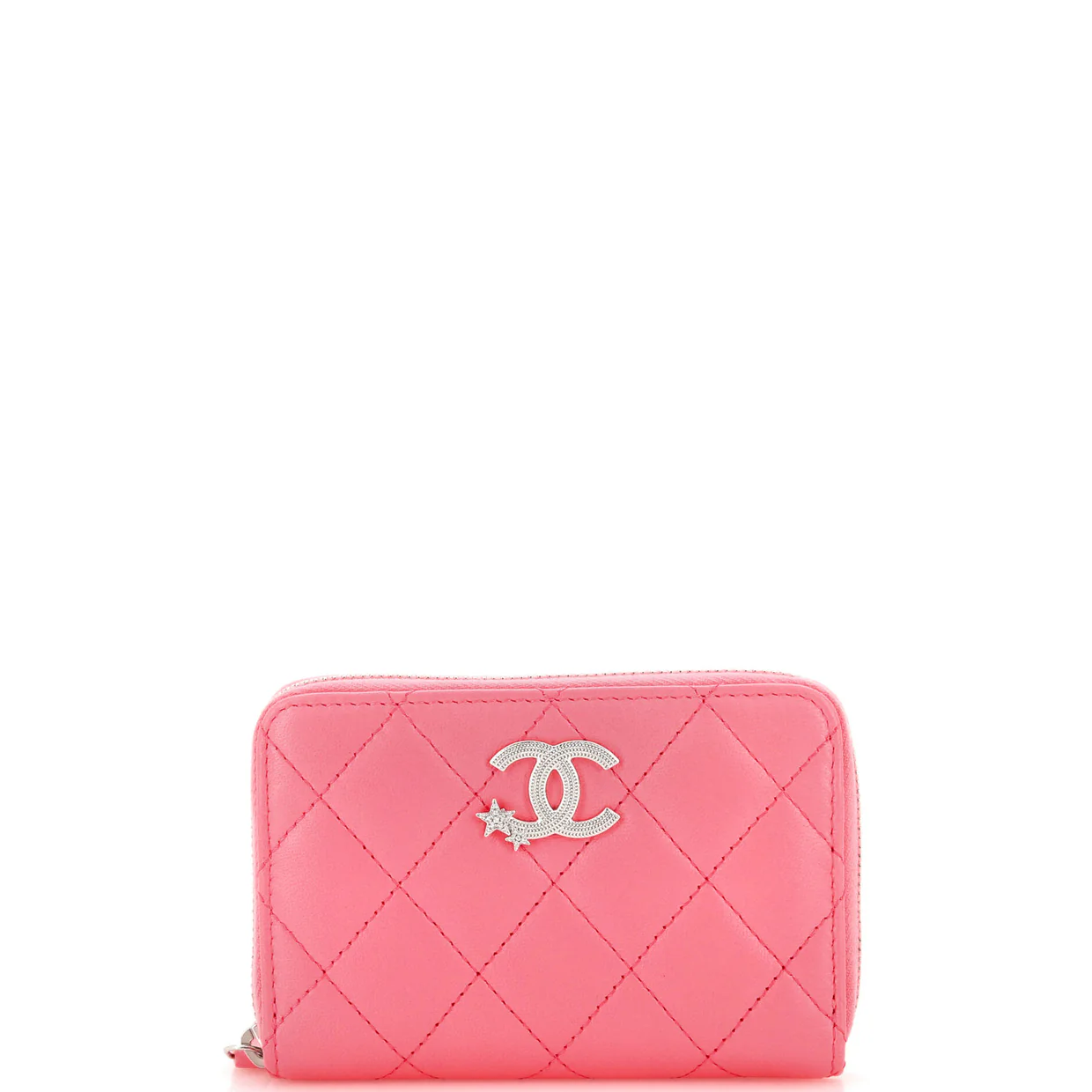 CC Stars Zip Coin Purse Quilted Lambskin Small - Deep Luxury