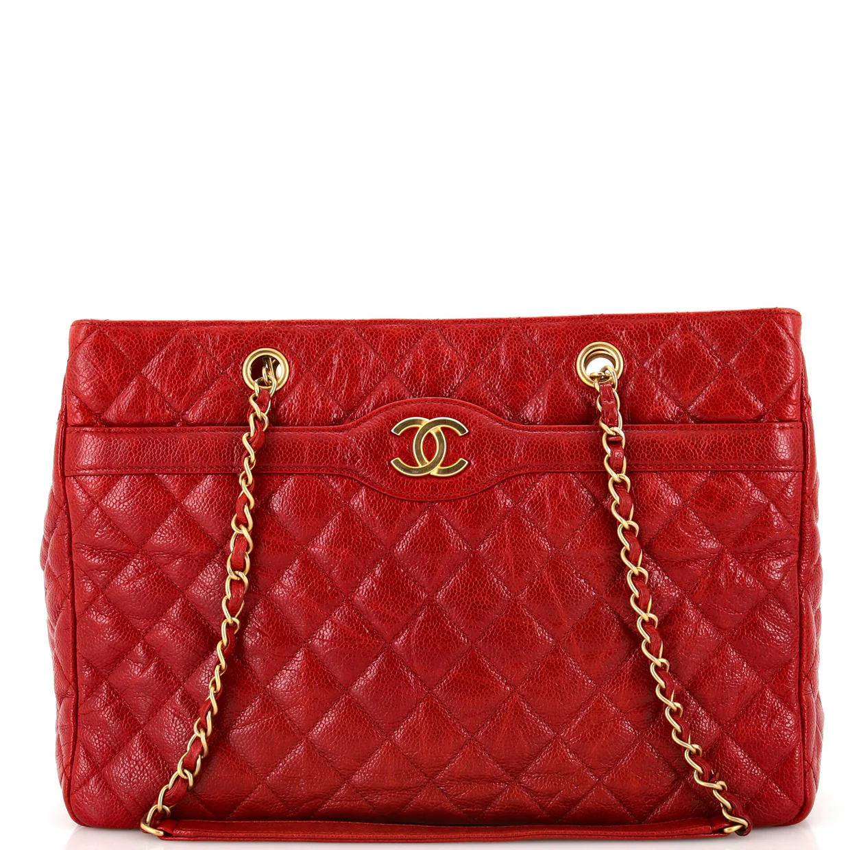 Two Tone Shopping Tote Quilted Caviar Large - Deep Luxury