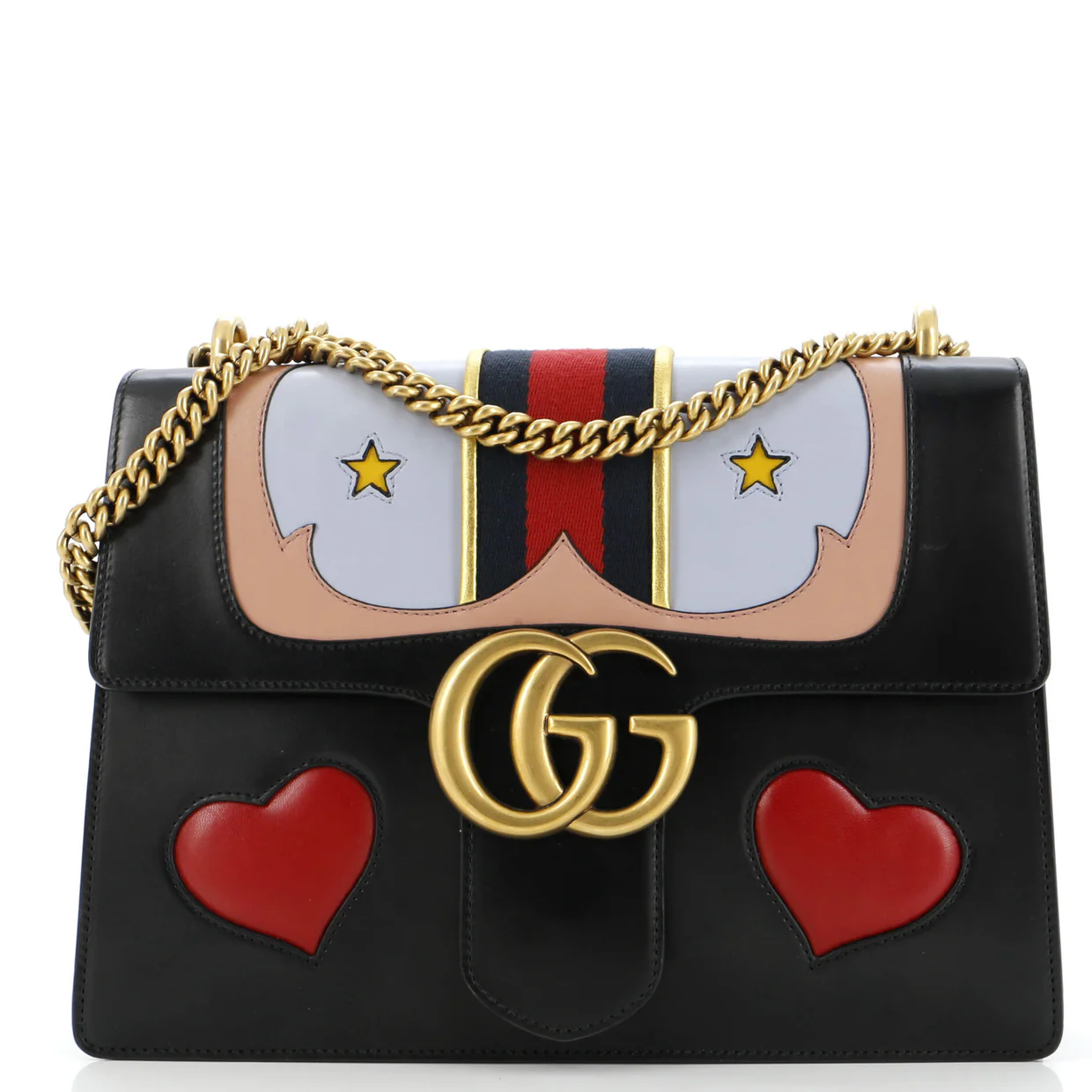 Web Heart GG Marmont Chain Shoulder Bag Leather Medium - Deep Luxury