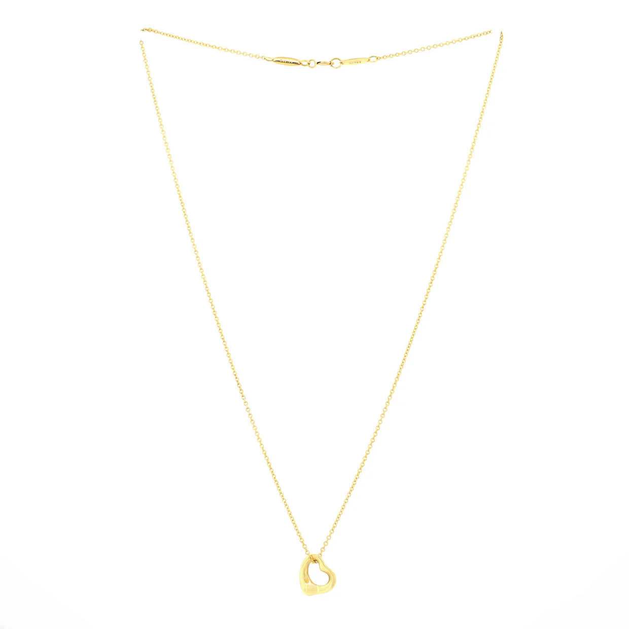Elsa Peretti Open Heart Pendant Necklace 18K Yellow Gold 11mm - Deep Luxury