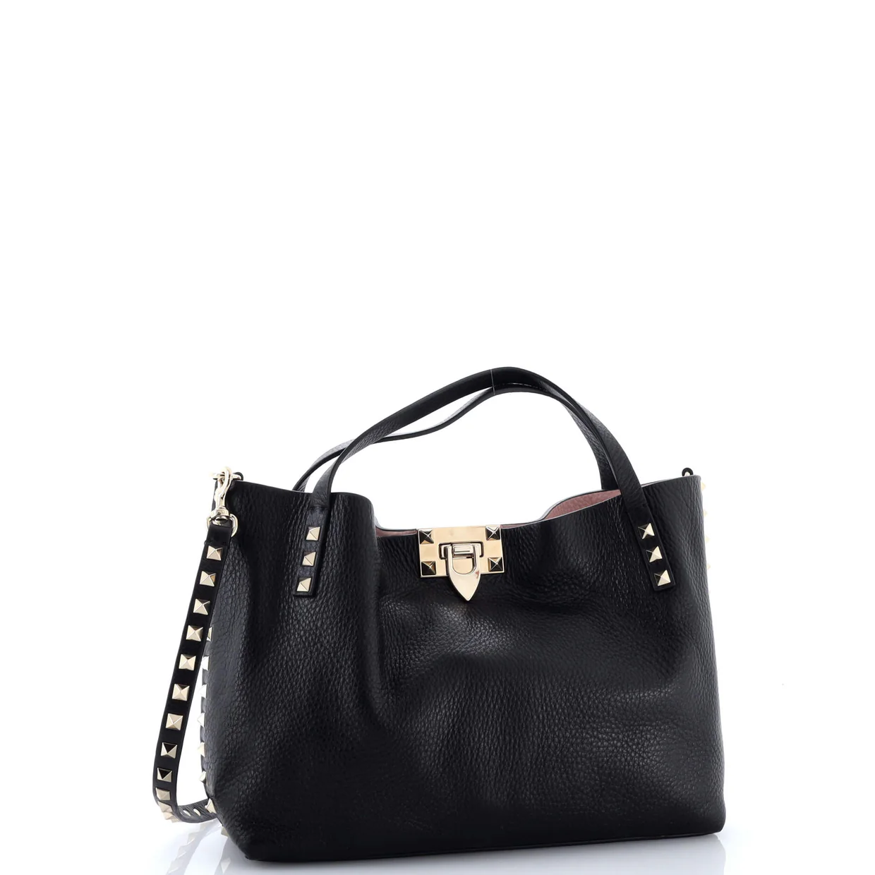 Rockstud Convertible Flip Lock Tote Leather Small - Deep Luxury