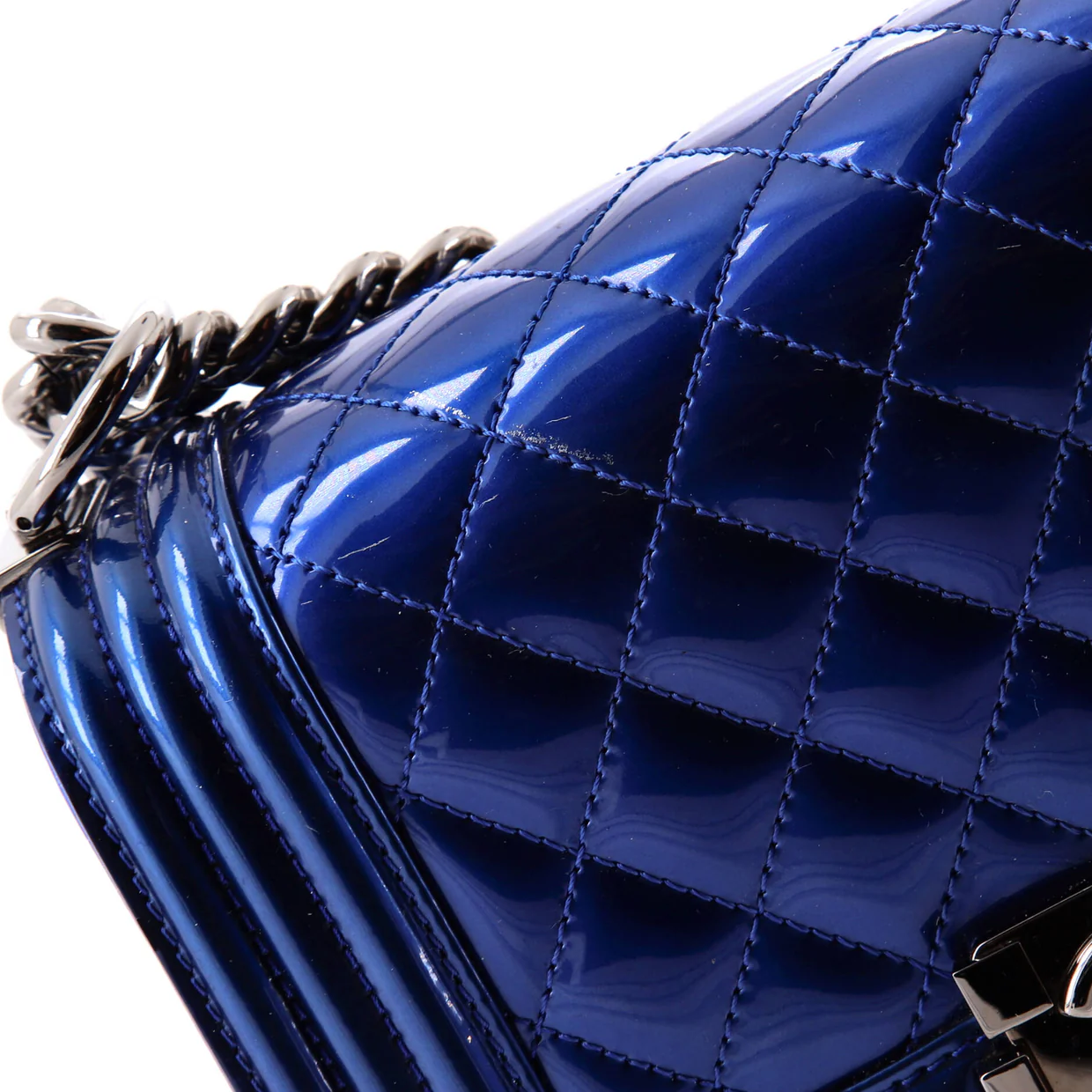 Boy Flap Bag Quilted Patent Small - Deep Luxury