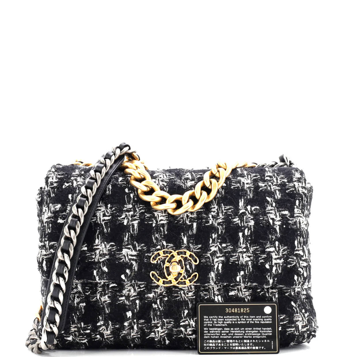 19 Flap Bag Quilted Tweed Large - Deep Luxury
