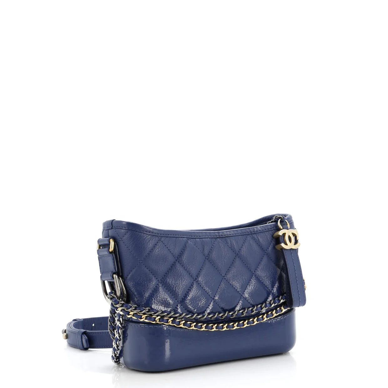 Gabrielle Hobo Quilted Goatskin and Patent Small - Deep Luxury