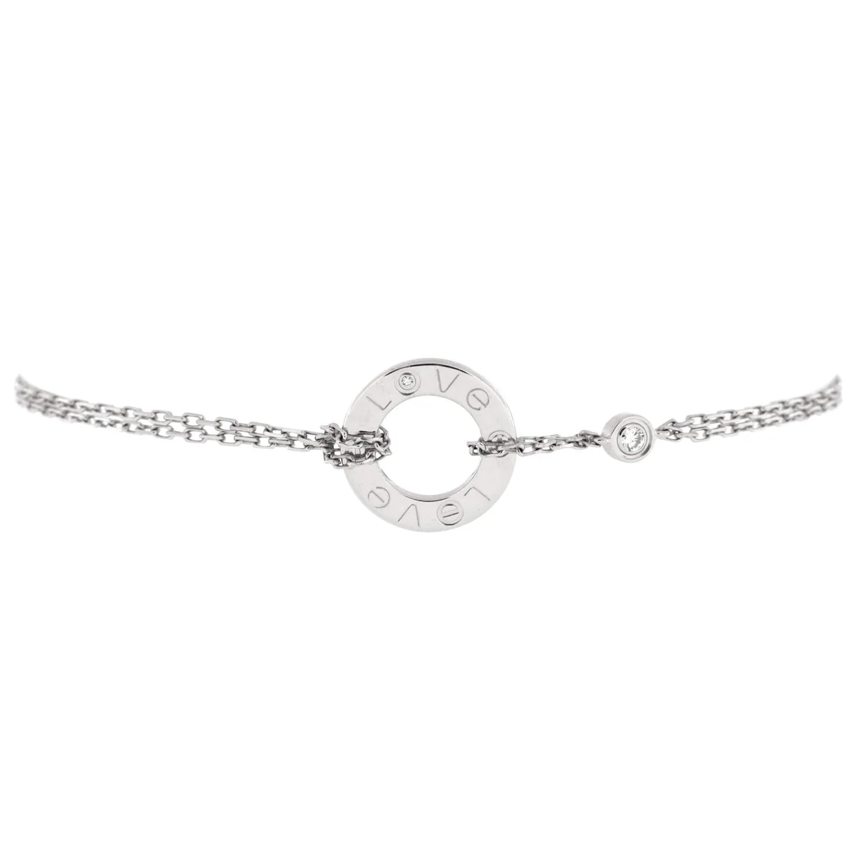 2 Diamonds Love Bracelet 18K White Gold with Diamonds - Deep Luxury