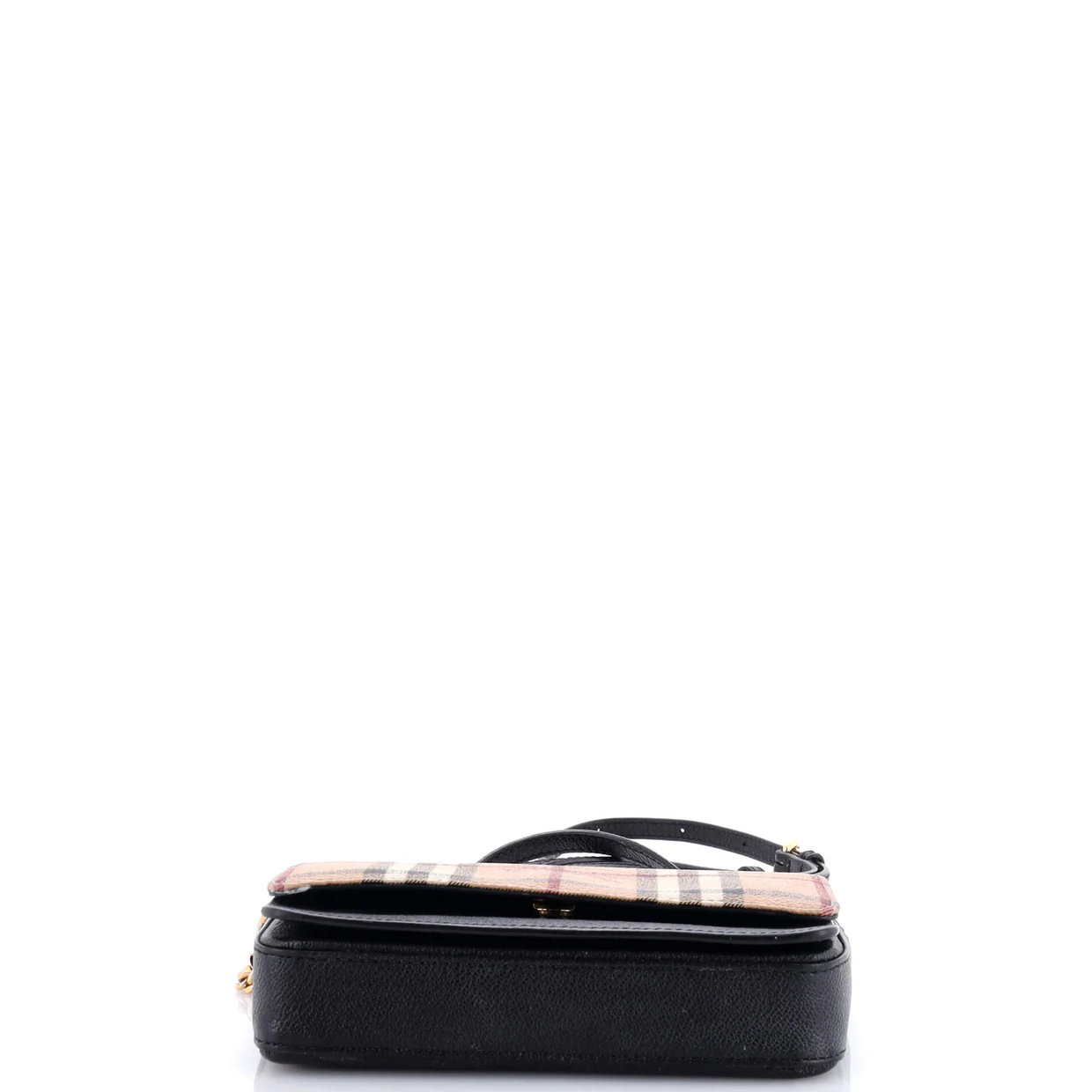 Hampshire Wallet on Chain Leather and House Check Canvas - Deep Luxury