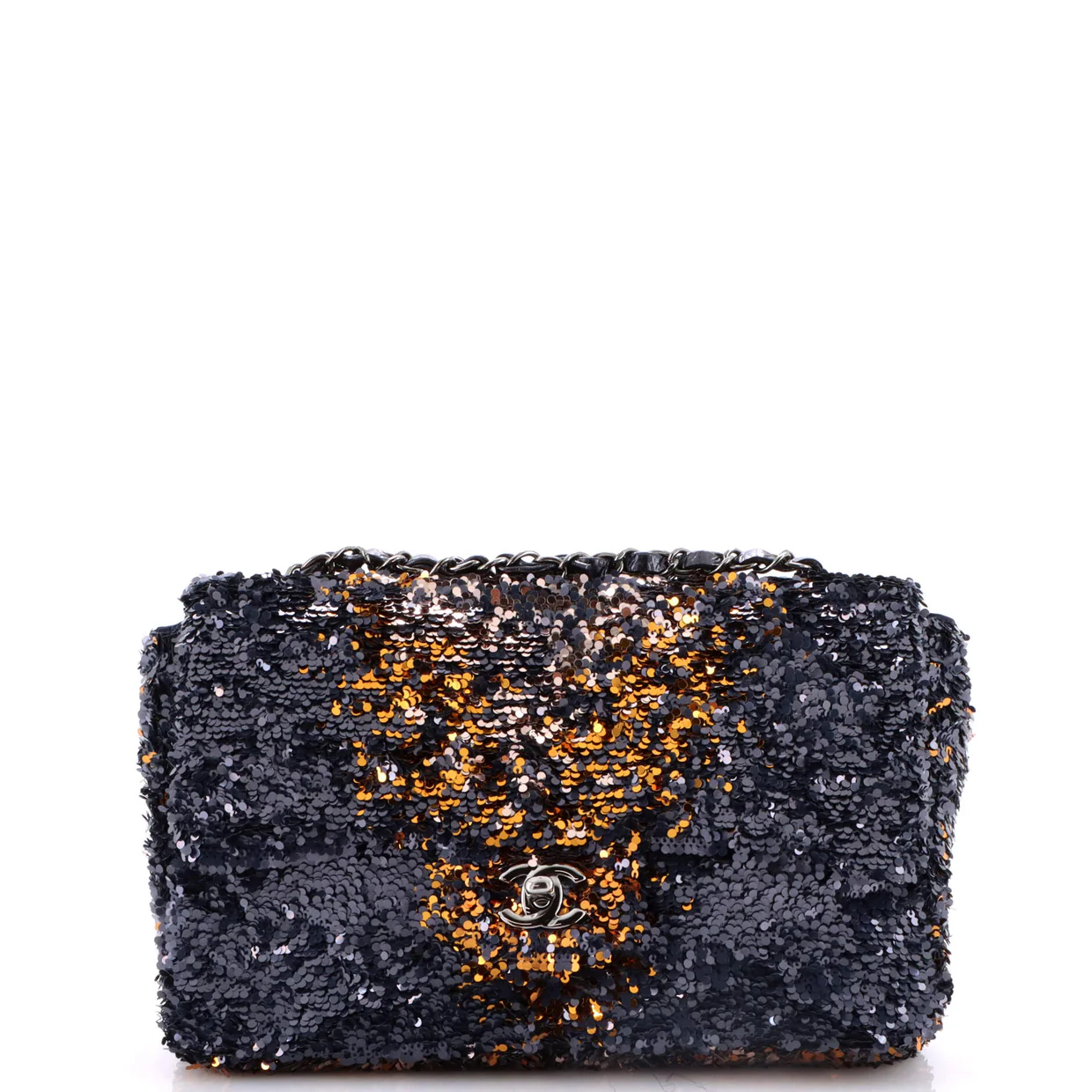 CC Chain Flap Bag Sequins Medium - Deep Luxury