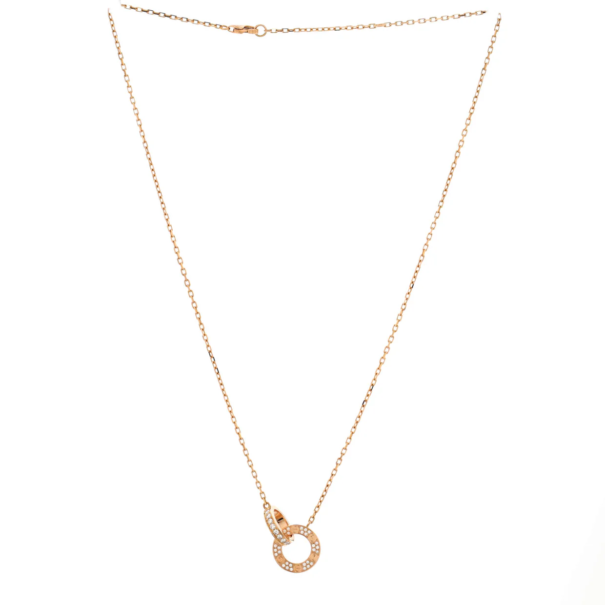 Love Interlocking Pave Necklace 18K Rose Gold and Diamonds - Deep Luxury