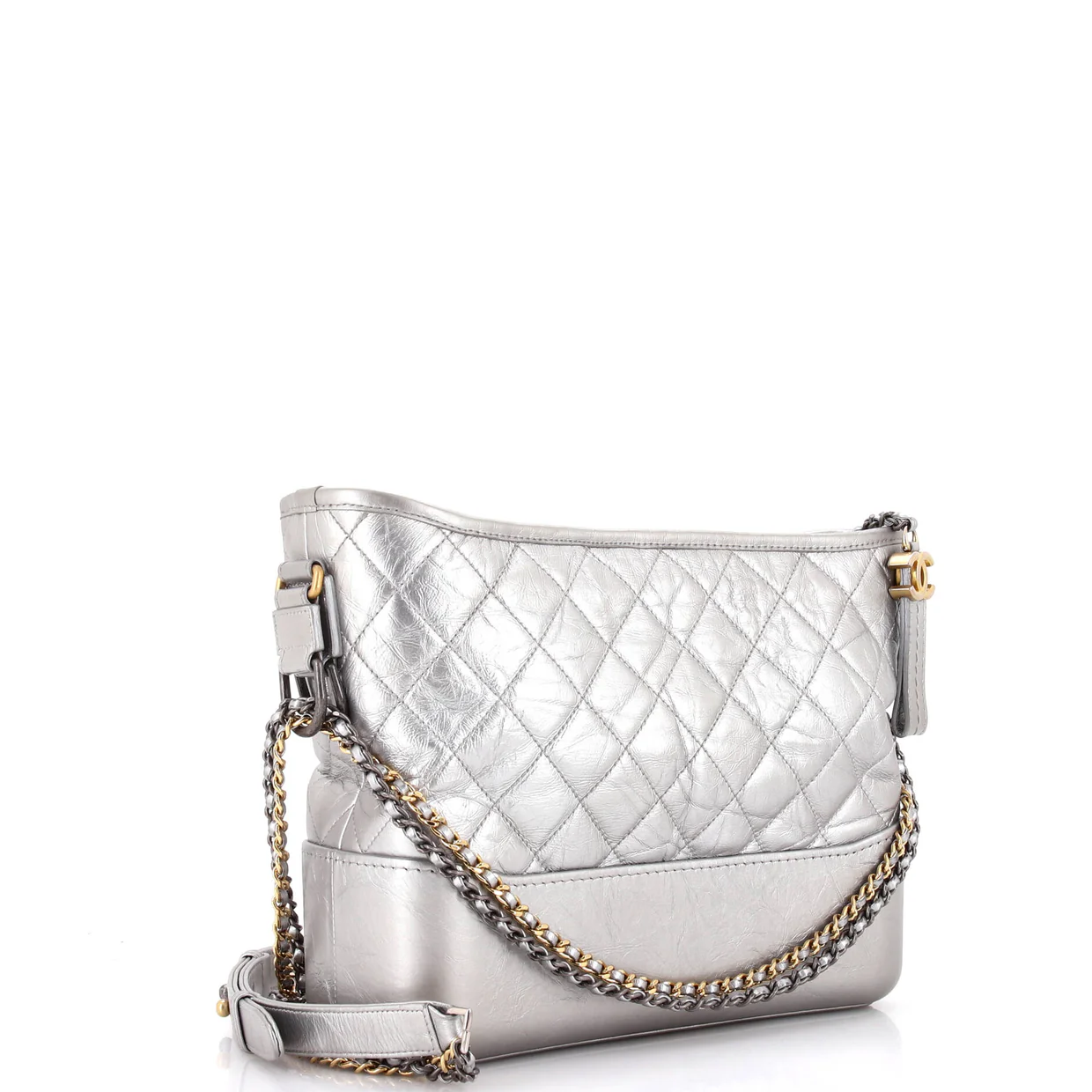Gabrielle Hobo Quilted Metallic Aged Calfskin Medium - Deep Luxury