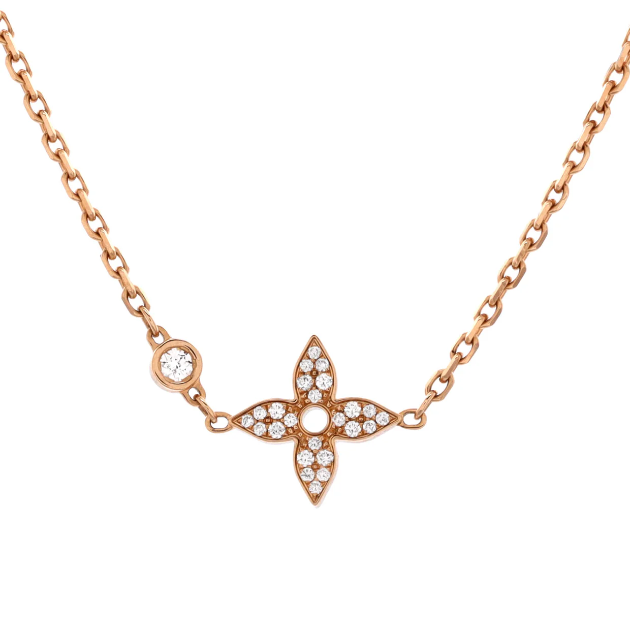 Idylle Blossom Star Pendant Necklace 18K Rose Gold with Diamonds - Deep Luxury