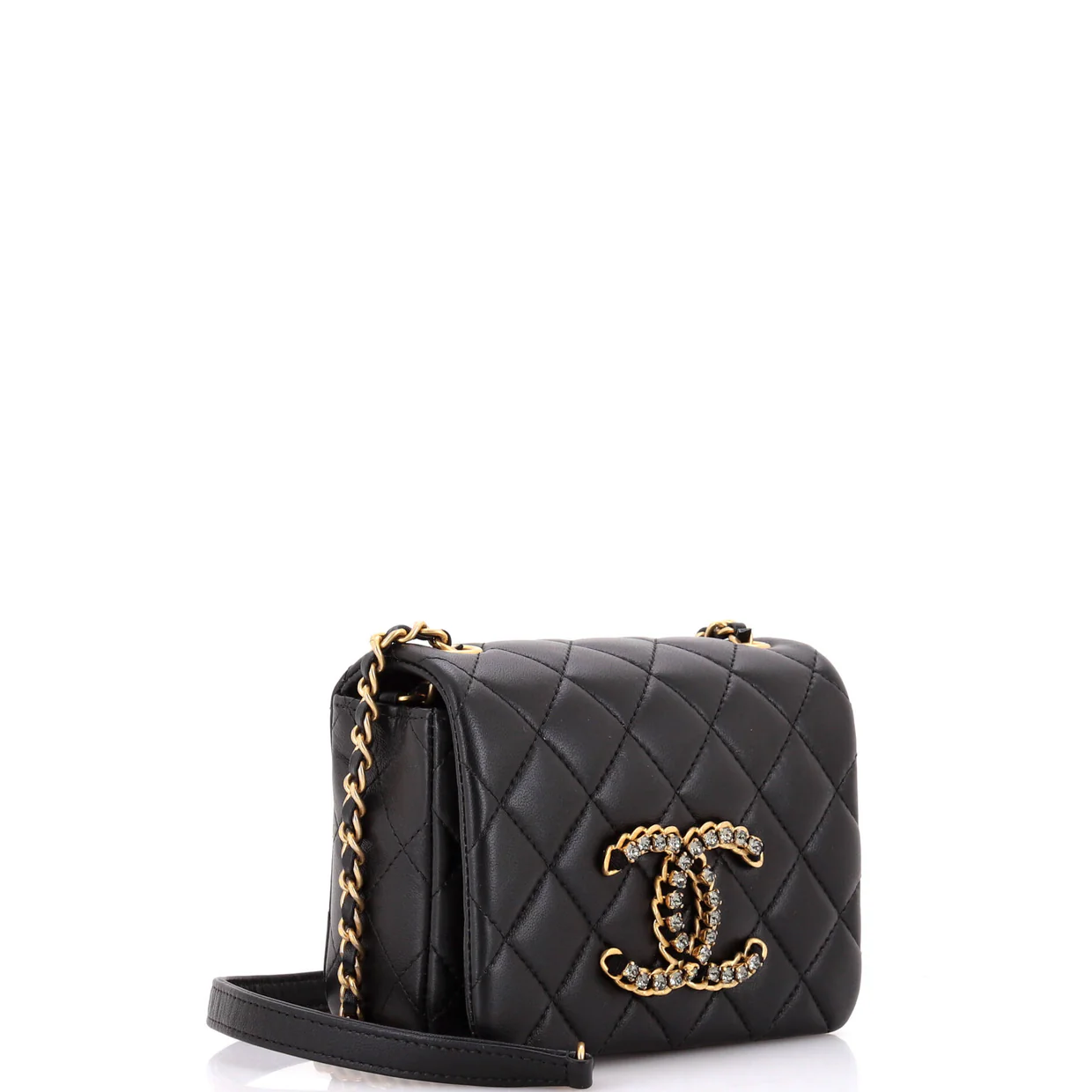 Crystal CC Full Flap Bag Quilted Lambskin Mini - Deep Luxury