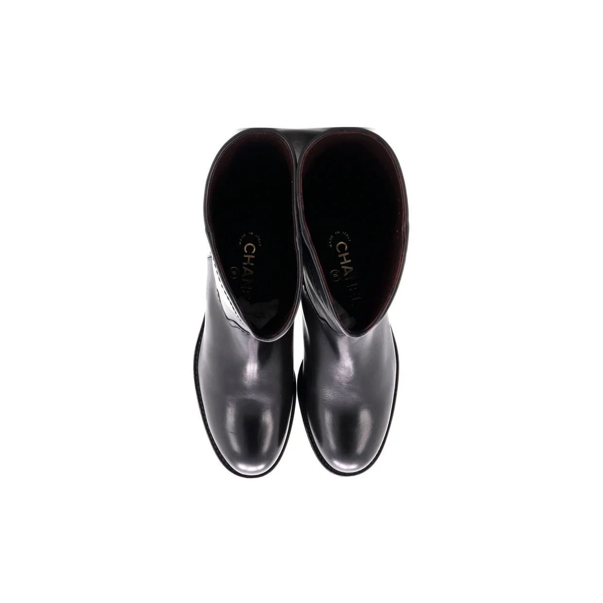 Women's CC Logo Moto Boots Leather - Deep Luxury