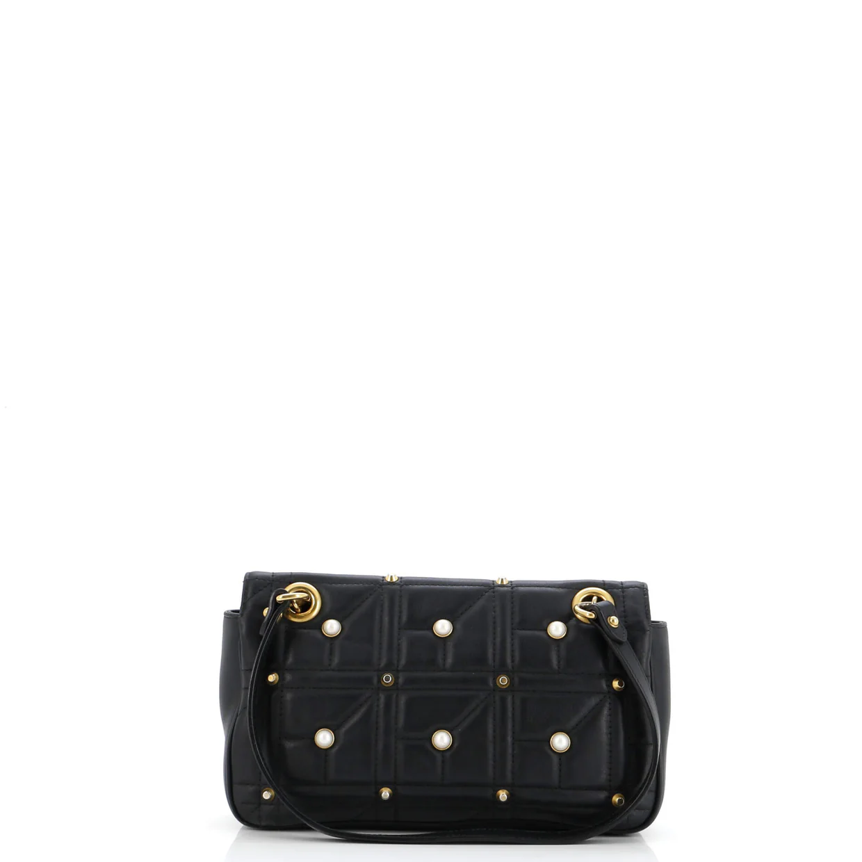 Pearly GG Marmont Flap Bag Embellished Matelasse Leather Small - Deep Luxury