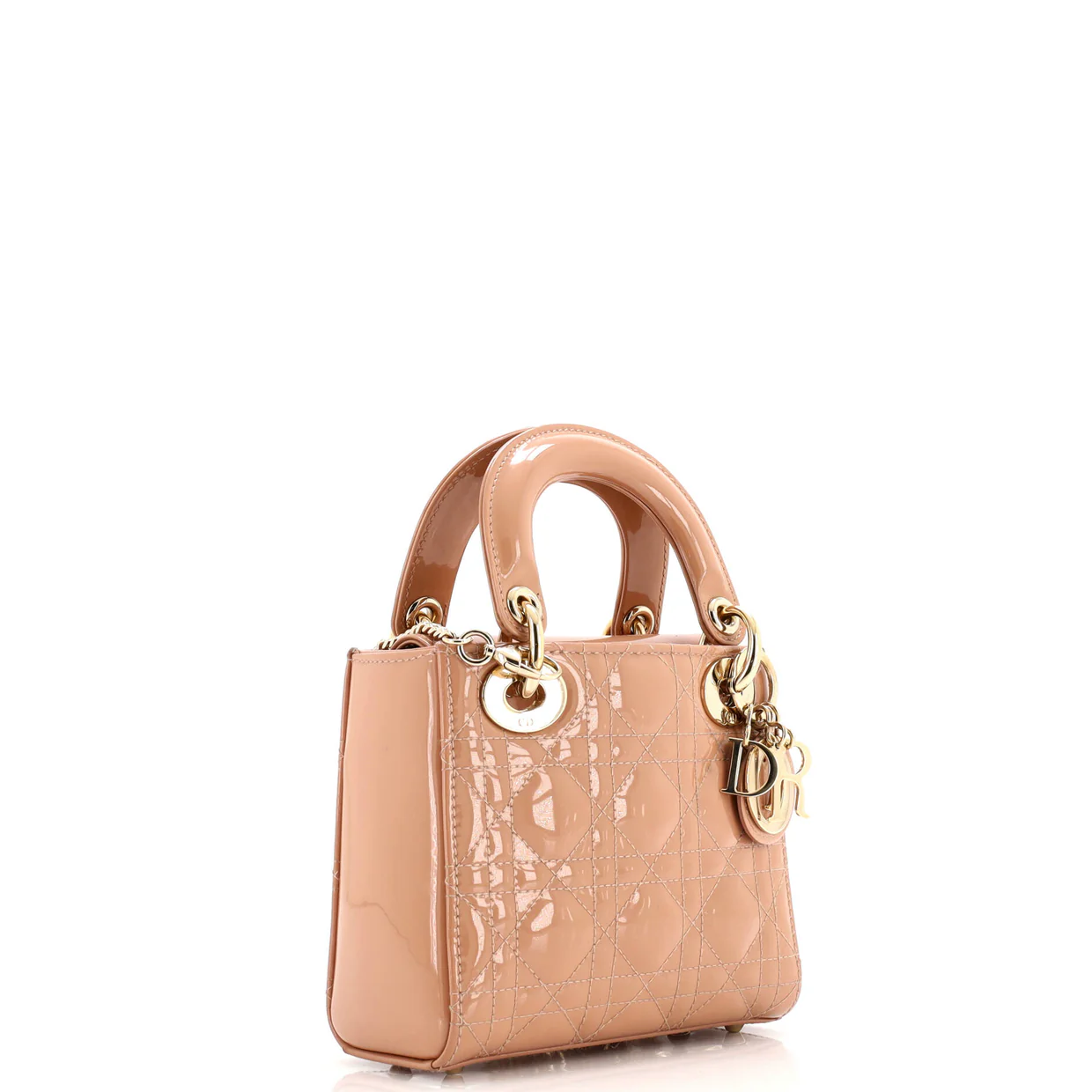 Lady Dior Chain Bag Cannage Quilt Patent Mini - Deep Luxury