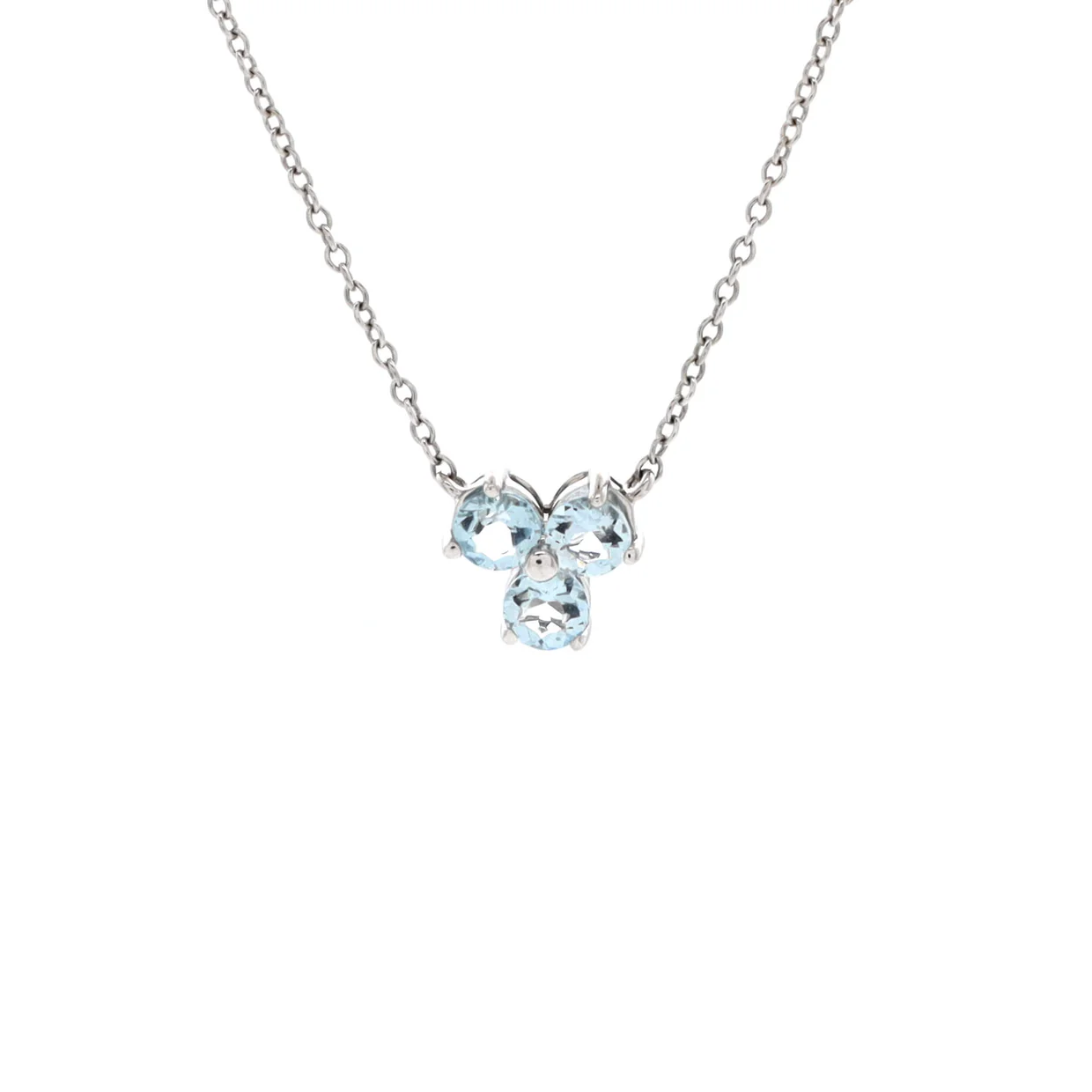 Aria Pendant Necklace 18K White Gold with Aquamarine - Deep Luxury