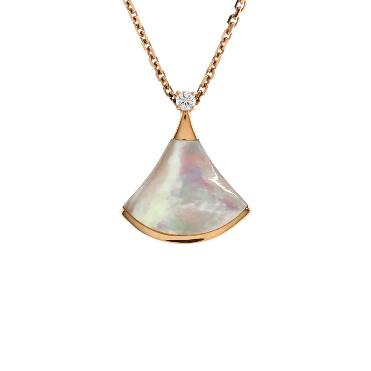 Divas' Dream Pendant Necklace 18K Rose Gold with Mother of Pearl and Diamond Small - Deep Luxury