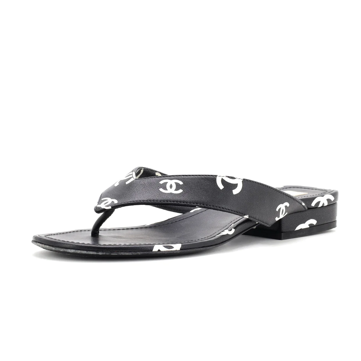 Women's CC Coco Beach Thong Sandals Printed Leather - Deep Luxury