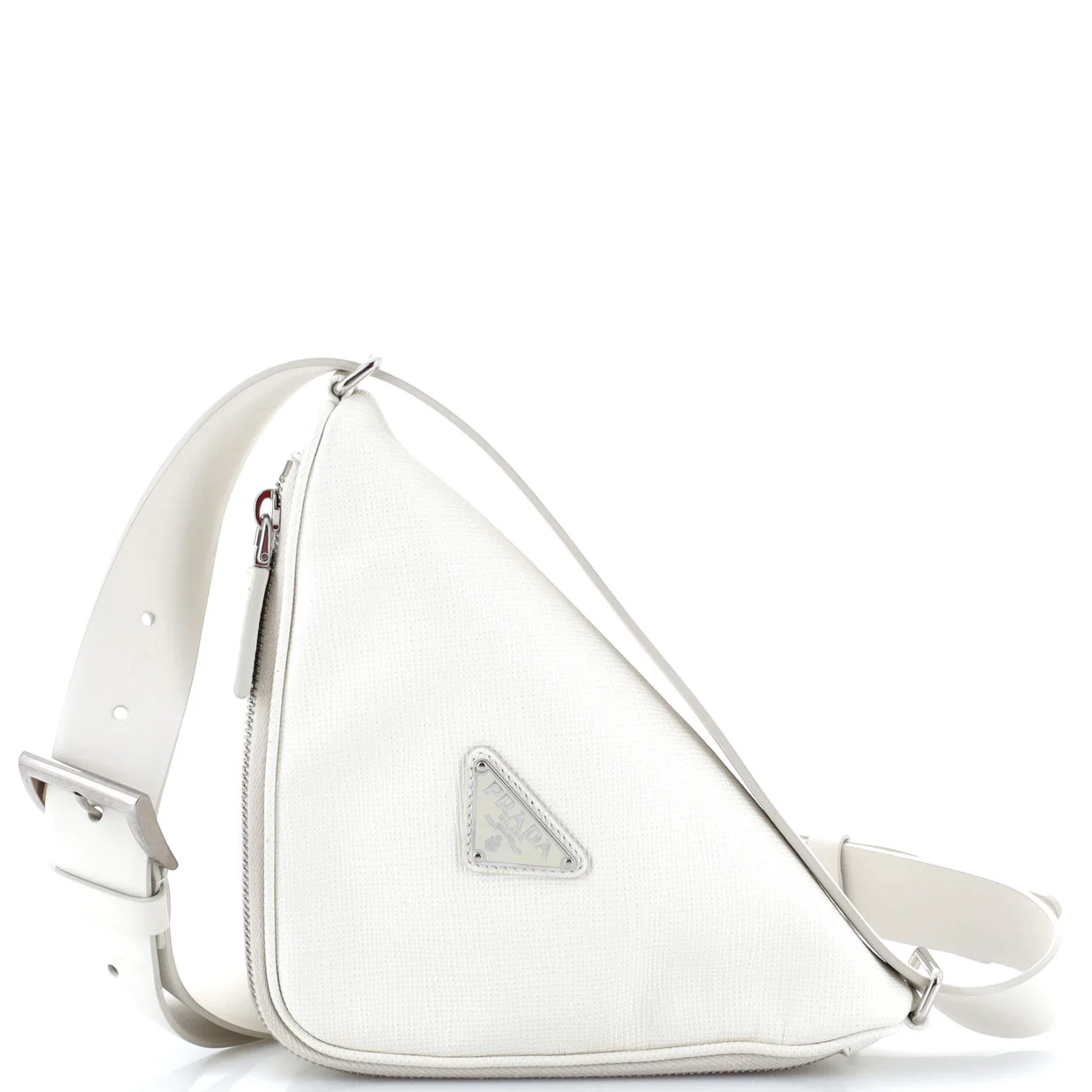 Triangle Logo Zip Around Shoulder Bag Saffiano Leather - Deep Luxury