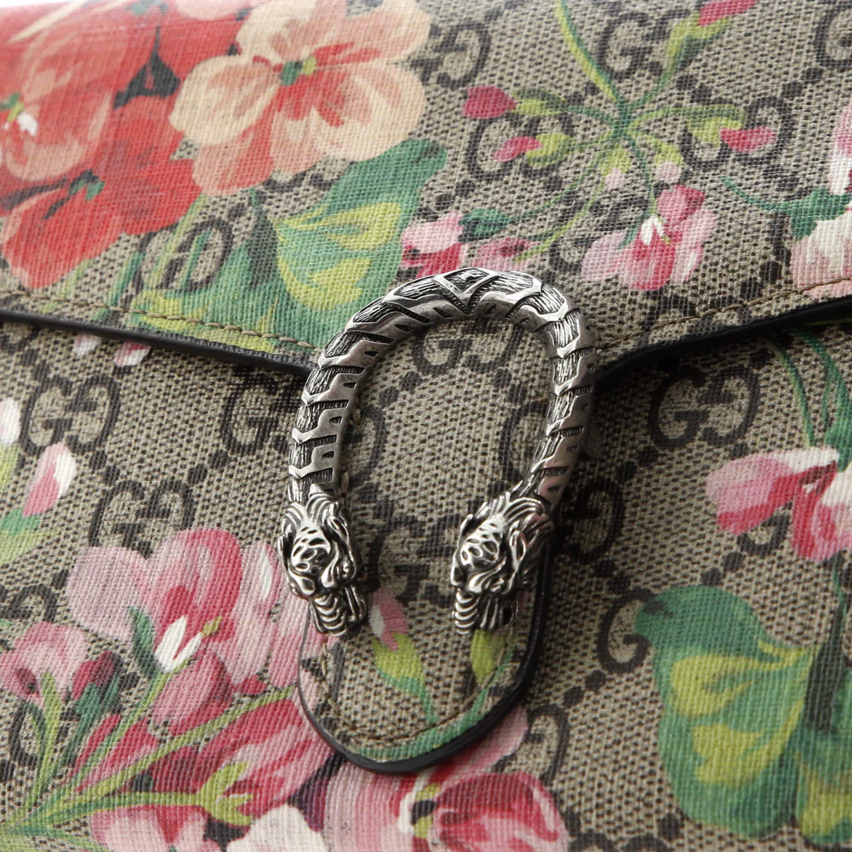 Dionysus Chain Wallet Blooms Print GG Coated Canvas Small - Deep Luxury
