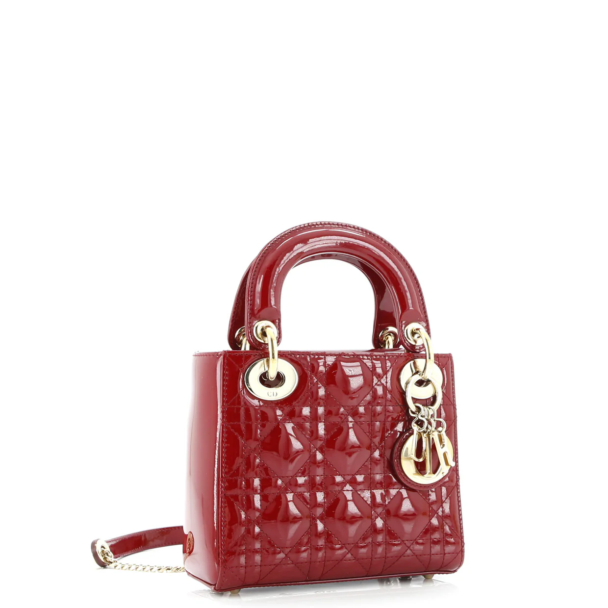Lady Dior Chain Bag Cannage Quilt Patent Mini - Deep Luxury