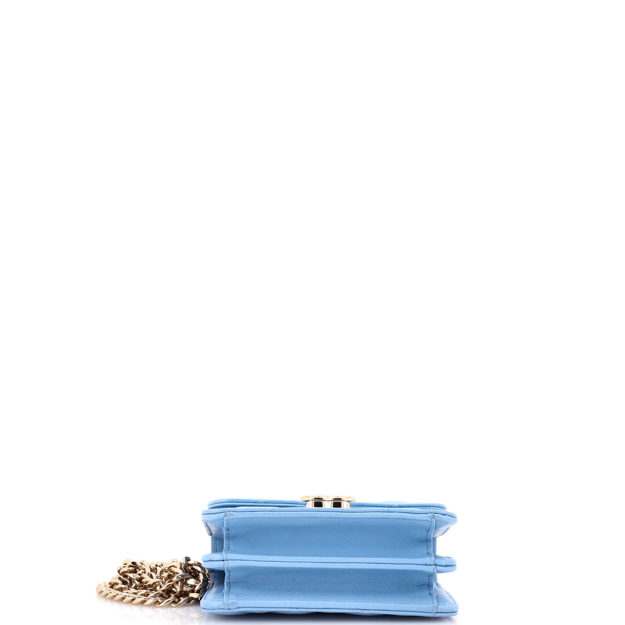 Coco Enamel Top Handle Flap Clutch with Chain Quilted Lambskin - Deep Luxury