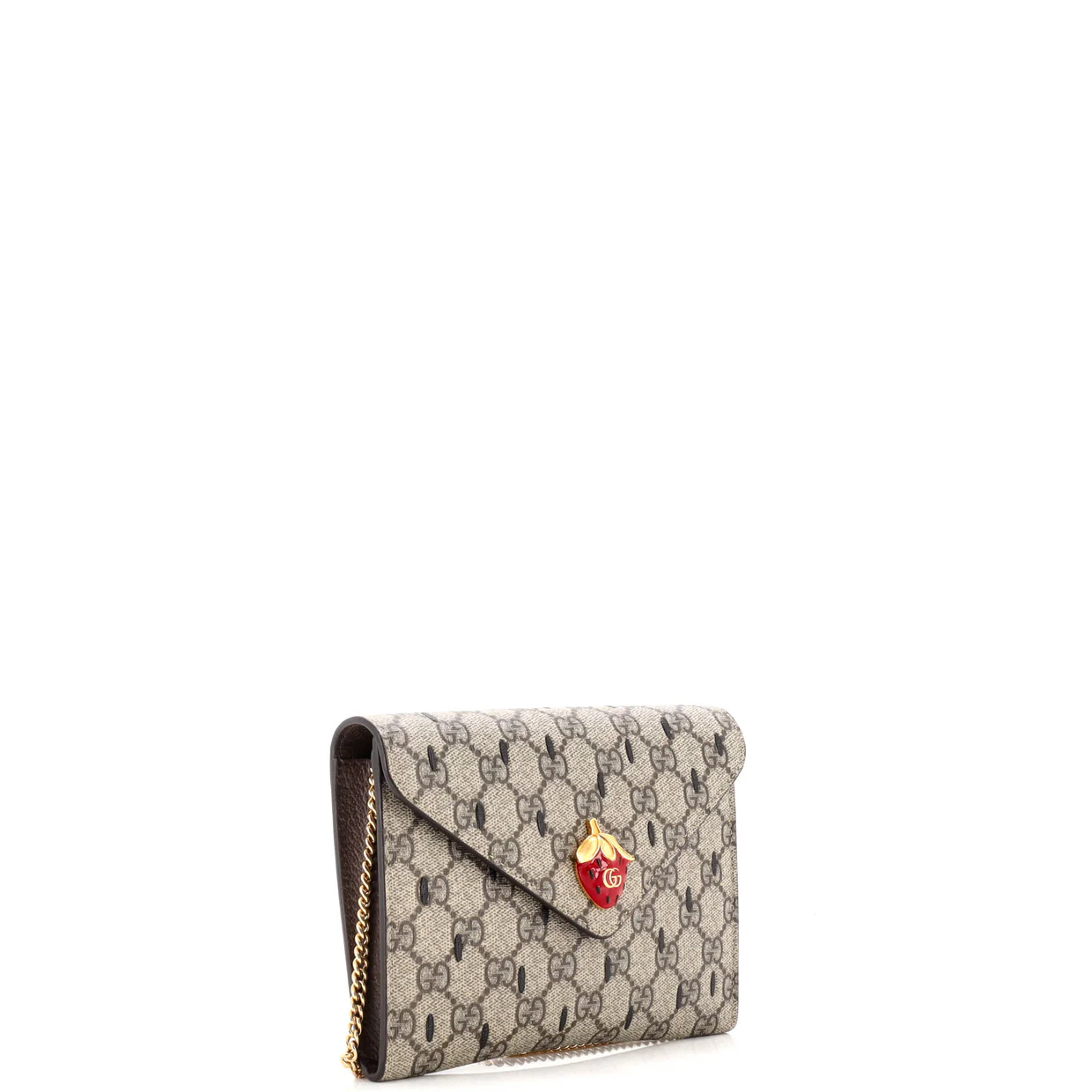 Strawberry Wallet on Chain Printed GG Coated Canvas Mini - Deep Luxury