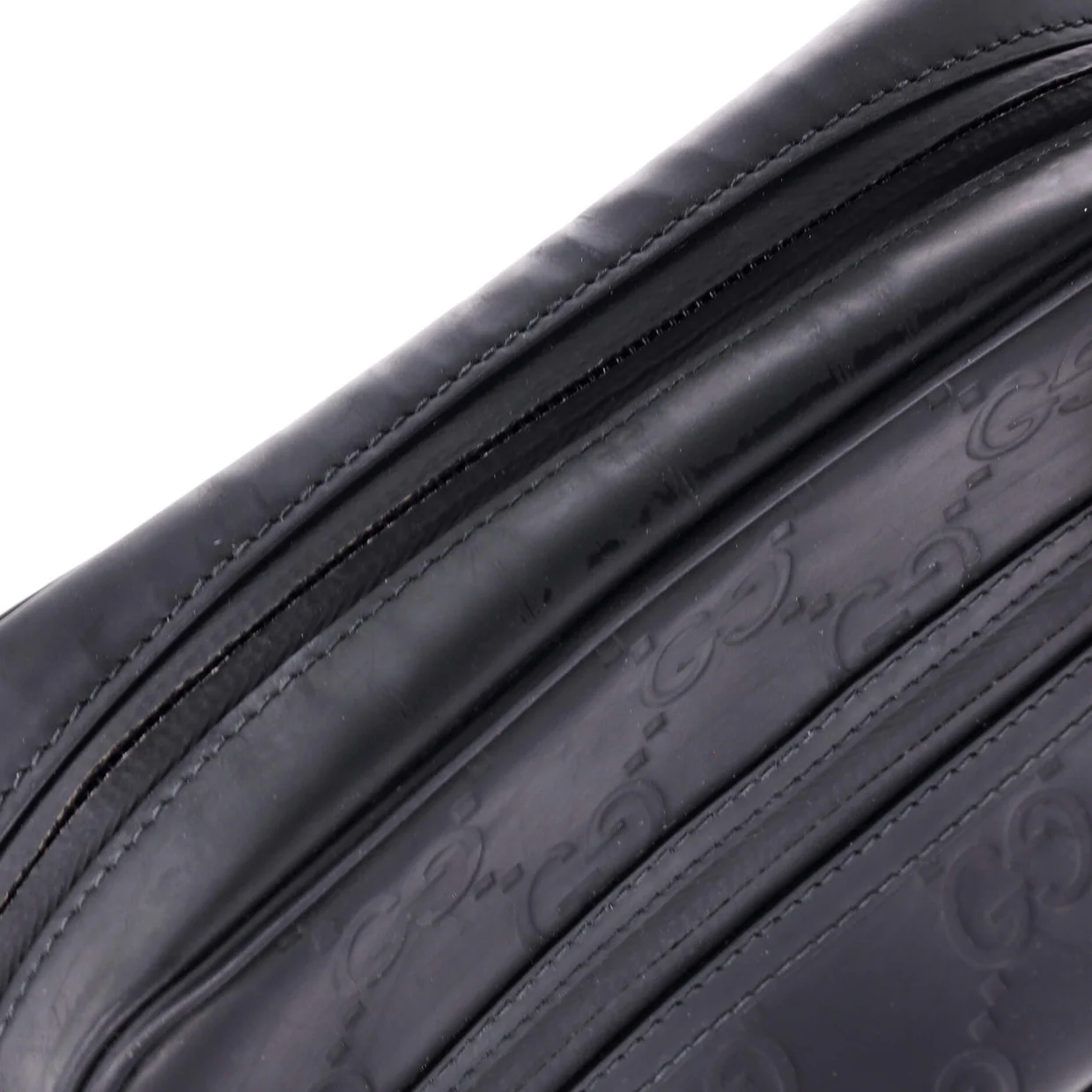 Front Zip Crossbody GG Rubber Effect Leather Mini - Deep Luxury