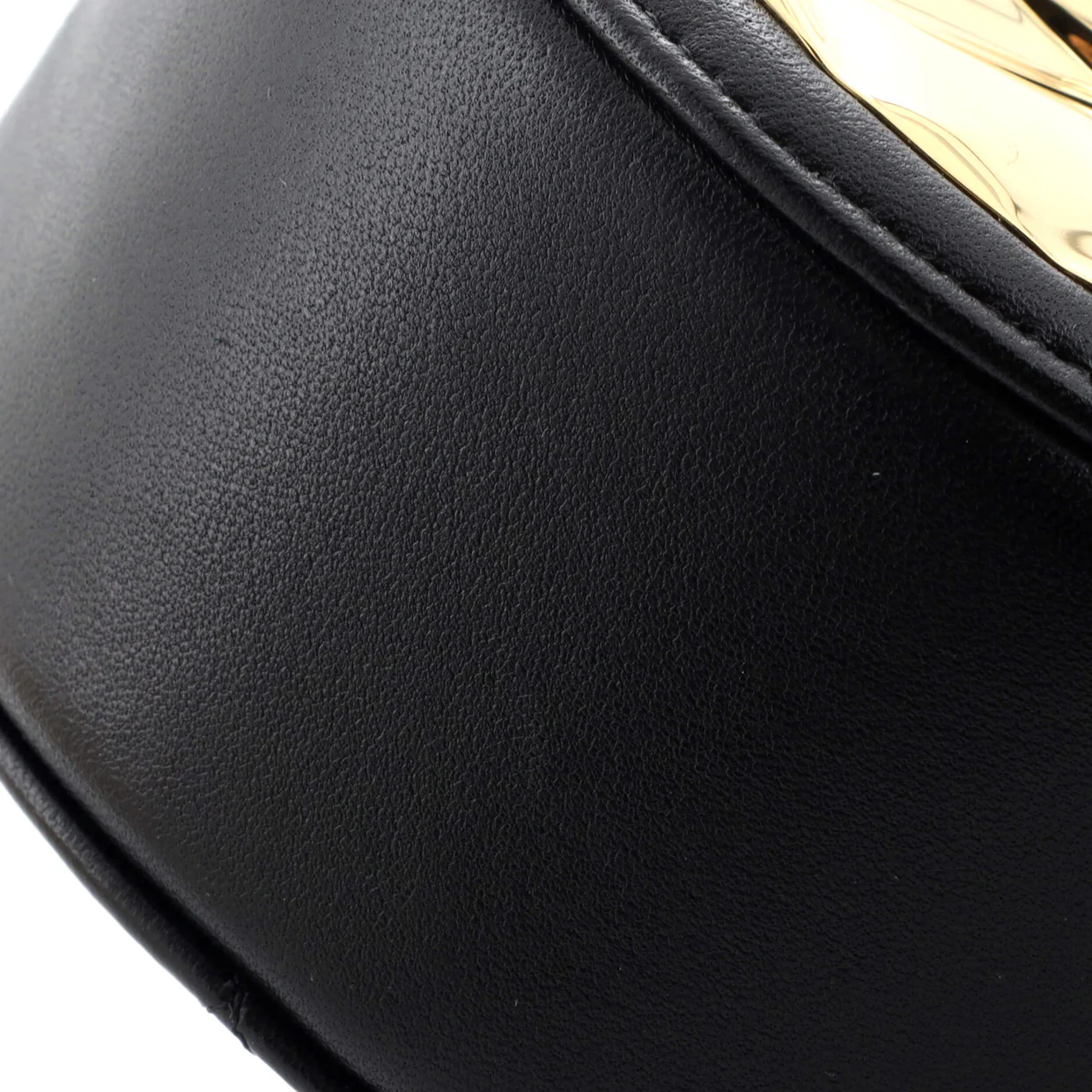 Golden Plate Round Clutch with Chain Quilted Metal and Lambskin Mini - Deep Luxury