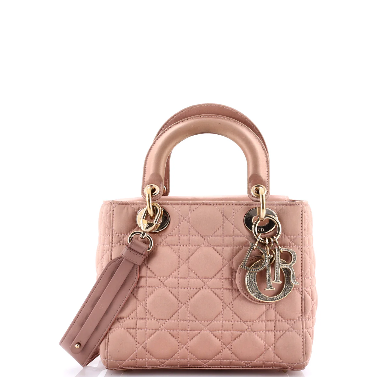 My ABCDior Lady Dior Bag Cannage Quilt Satin with Crystal Charms - Deep Luxury