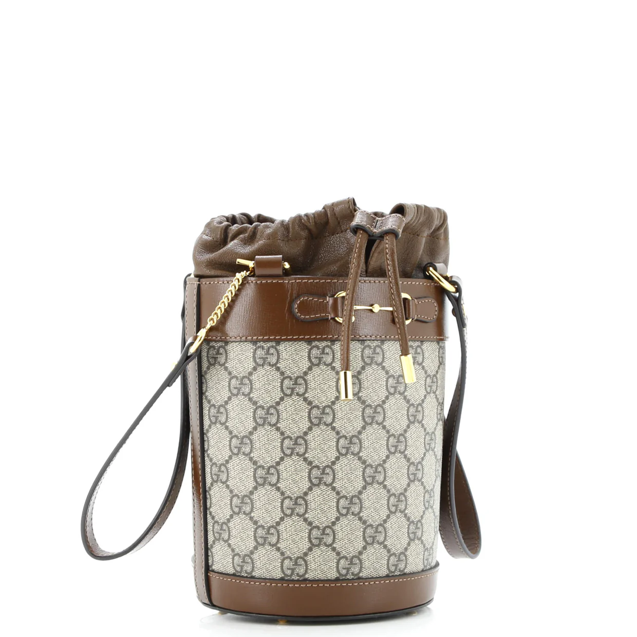 Horsebit 1955 Bucket Bag GG Coated Canvas with Leather Small - Deep Luxury