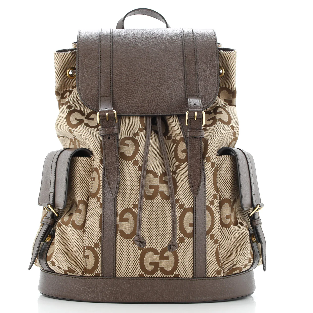 Double Pocket Belt Backpack Jumbo GG Canvas and Leather Large - Deep Luxury