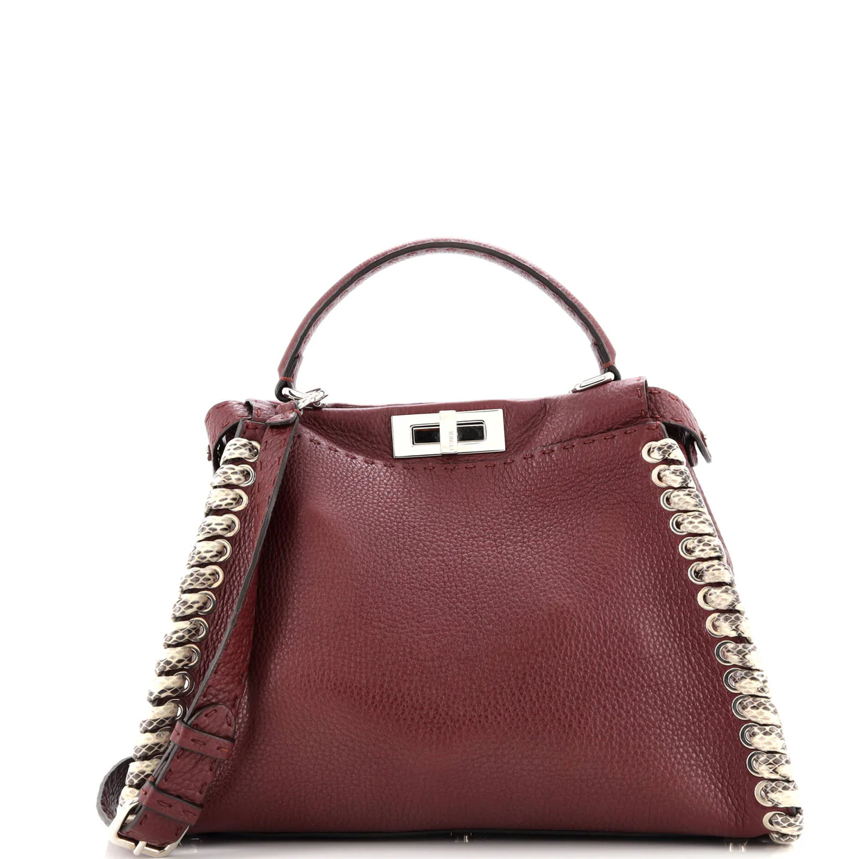 Selleria Peekaboo Bag Leather with Python Whipstitch Regular - Deep Luxury