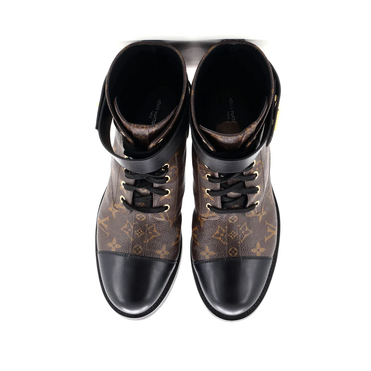 Women's Wonderland Flat Ranger Boots Monogram Canvas and Leather - Deep Luxury