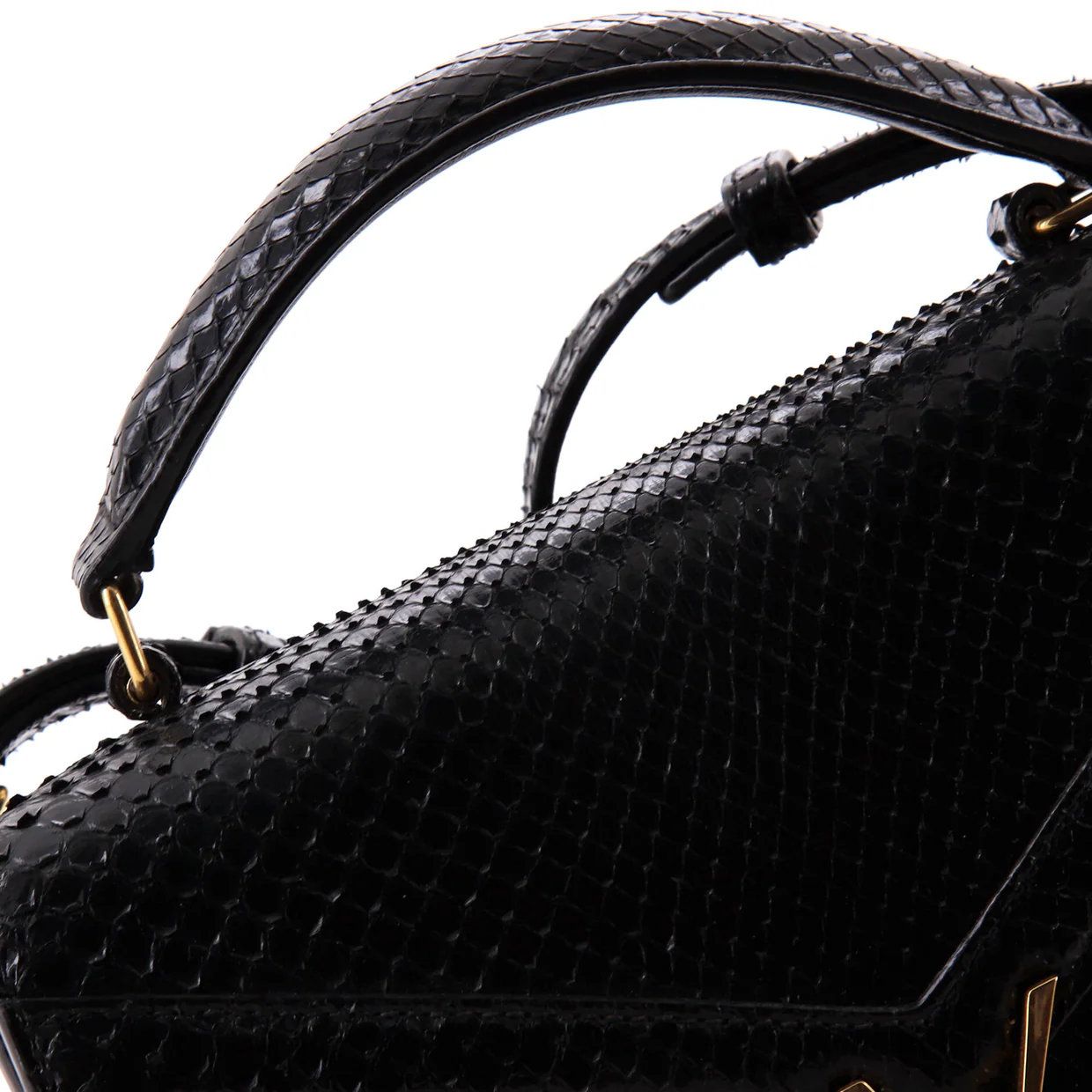 Cassandra Top Handle Bag Snakeskin Mini - Deep Luxury