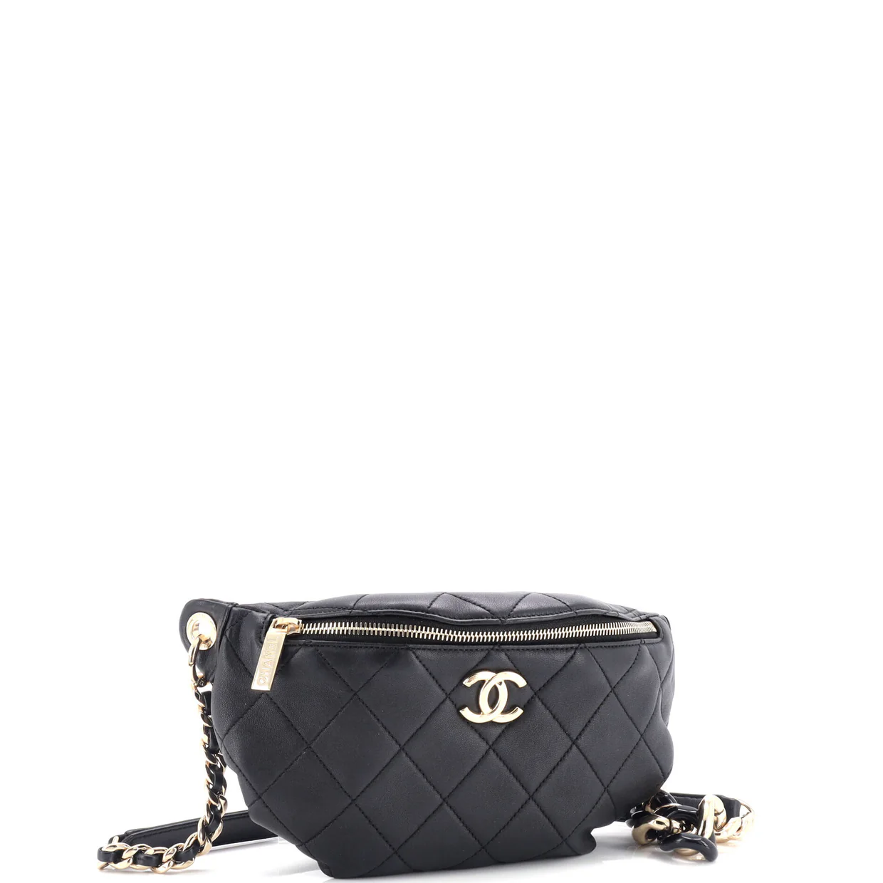 Resin Elegant Chain Belt Bag Quilted Lambskin - Deep Luxury