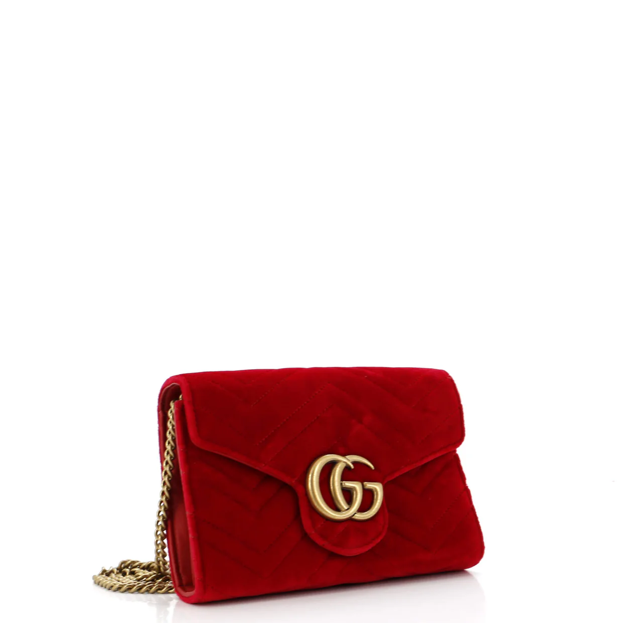 GG Marmont Chain Wallet Matelasse Velvet Mini - Deep Luxury