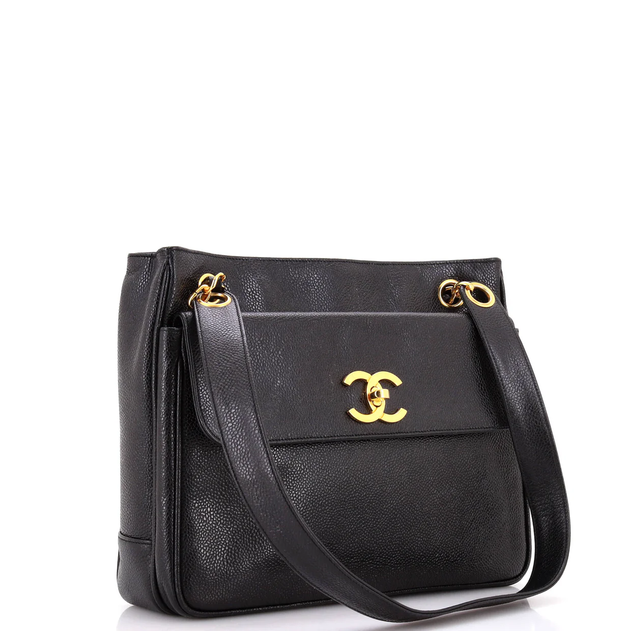 Vintage Front Pocket Tote Caviar Medium - Deep Luxury
