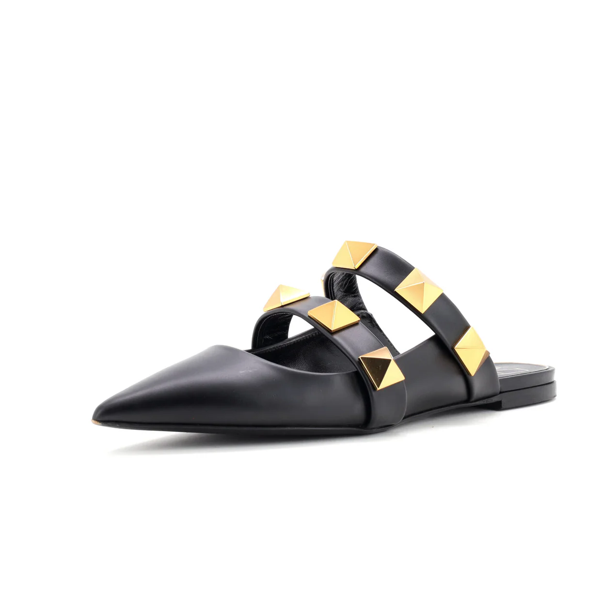 Women's Roman Stud Flat Mules Leather - Deep Luxury