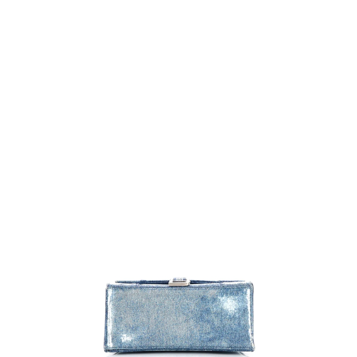 Hourglass Top Handle Bag Denim Printed Leather Small - Deep Luxury