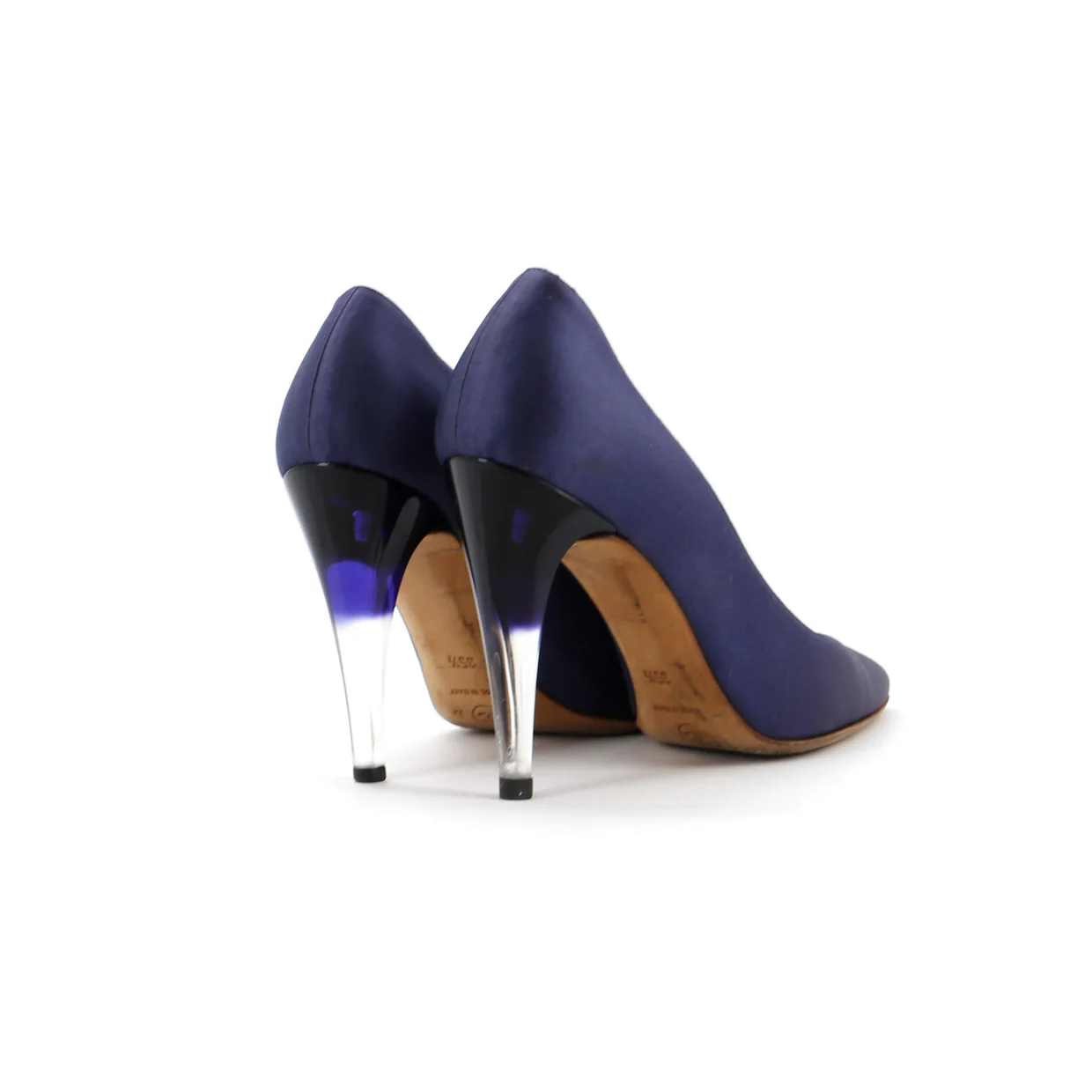 Women's Pointed Toe Pumps Satin and Lucite - Deep Luxury