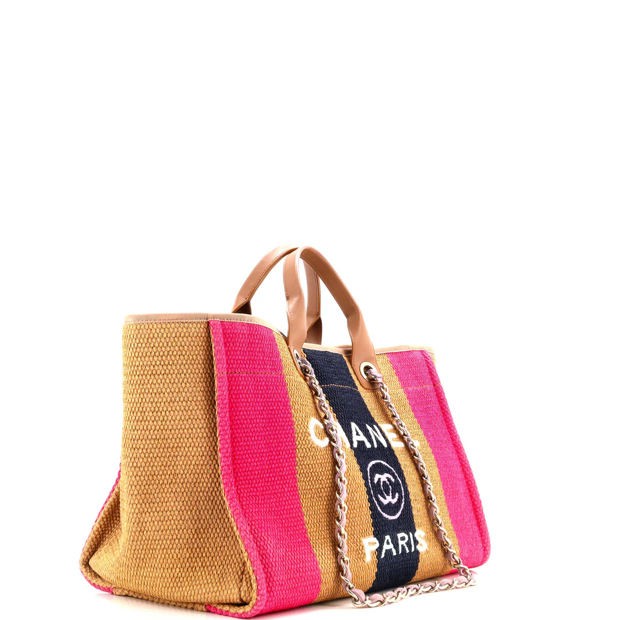 Deauville Tote Striped Viscose Canvas Medium - Deep Luxury