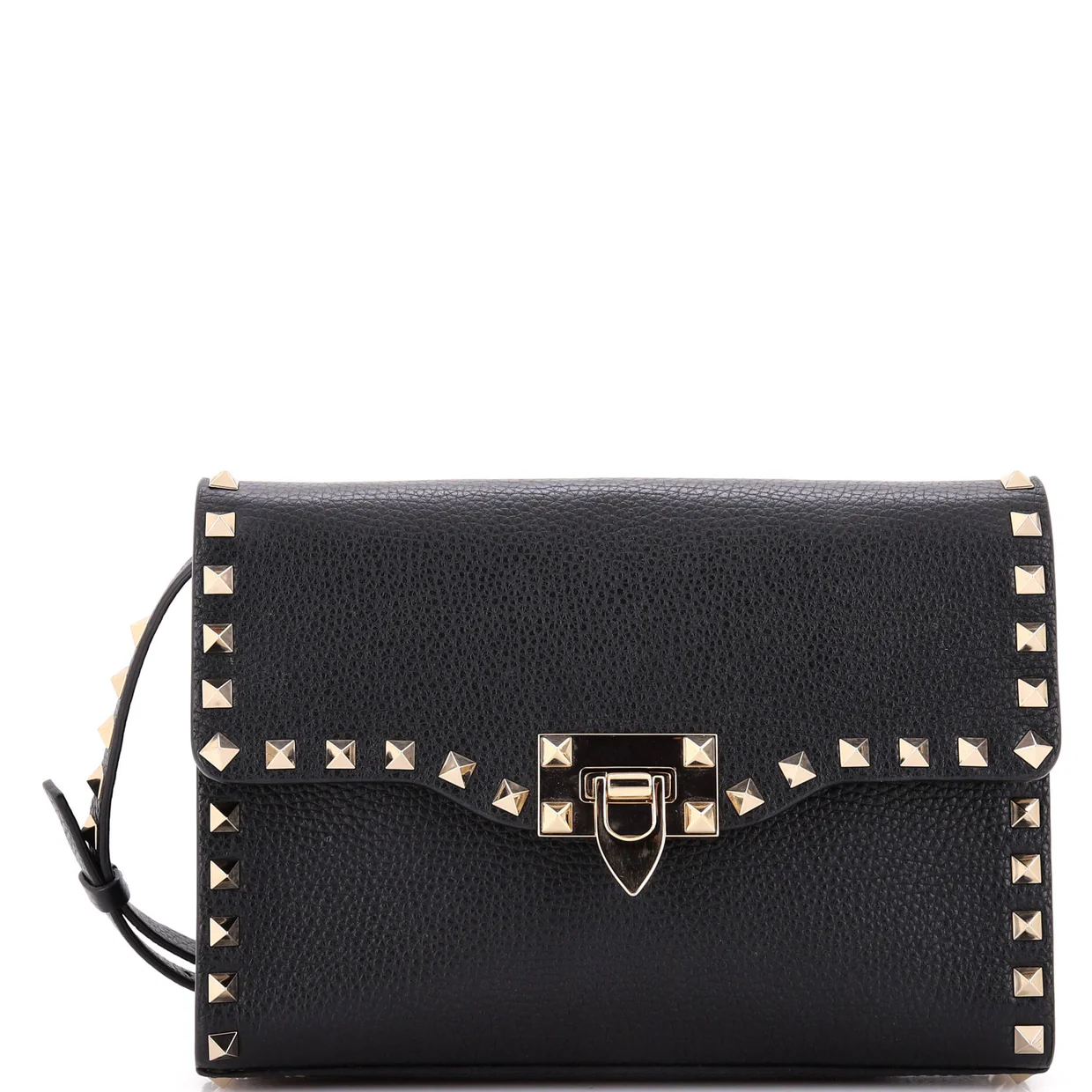 Rockstud Flip Lock Flap Bag Leather Medium - Deep Luxury