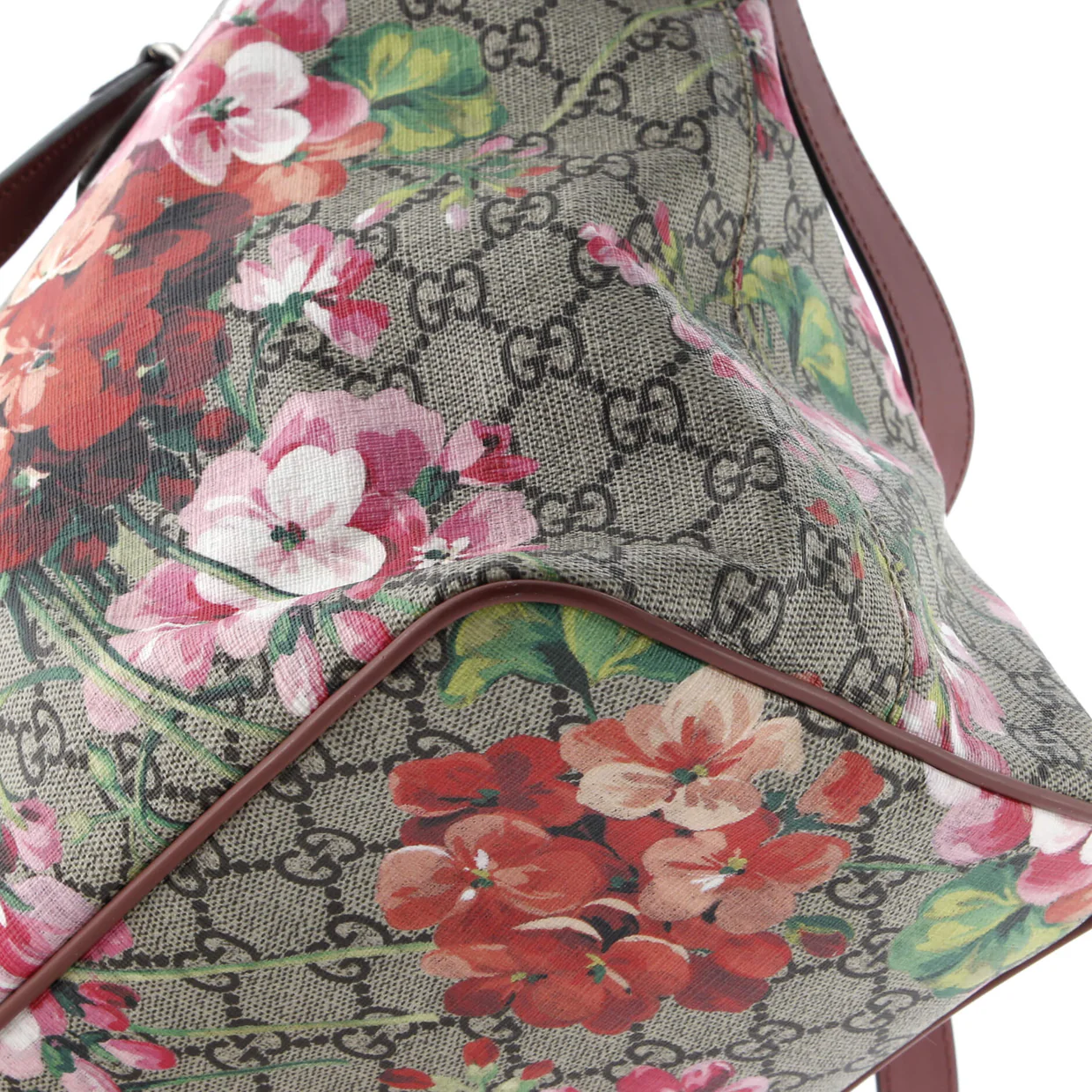 Convertible Soft Tote Blooms Print GG Coated Canvas Medium - Deep Luxury