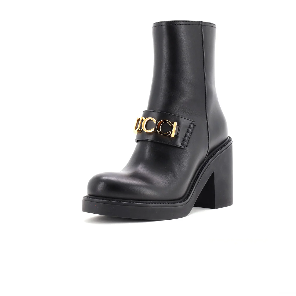 Women's Logo Heeled Ankle Boots Leather - Deep Luxury