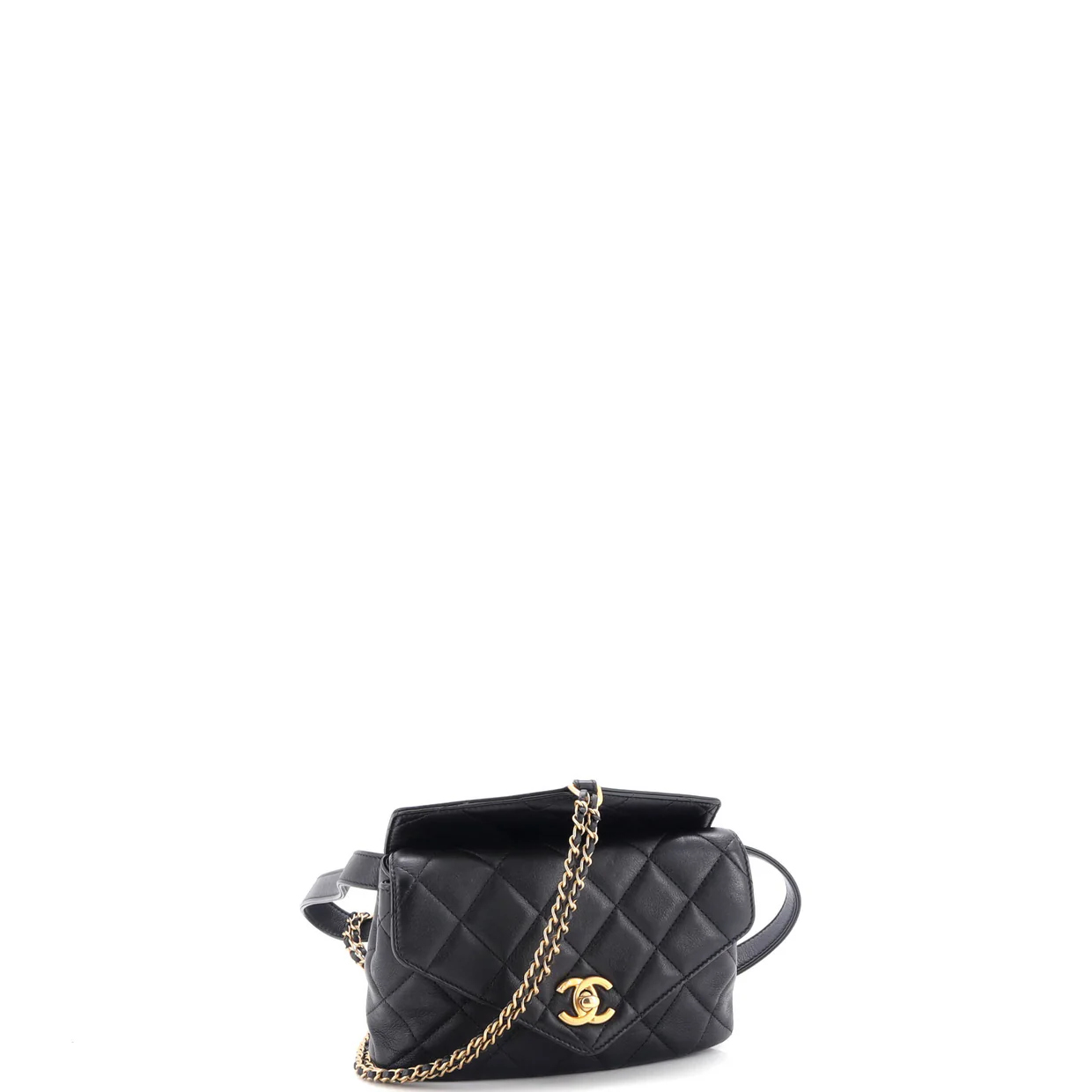 Carry With Chic Chain Flap Waist Bag Quilted Calfskin - Deep Luxury