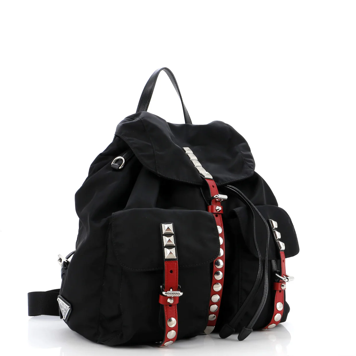 New Vela Backpack Tessuto with Studded Leather - Deep Luxury
