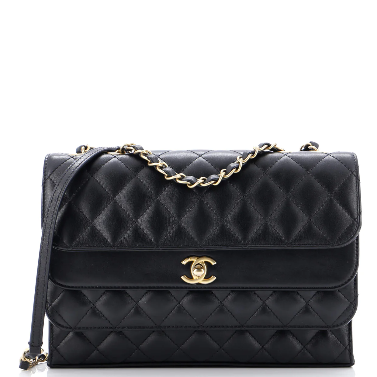 Triple Flap Bag Quilted Calfskin Medium - Deep Luxury